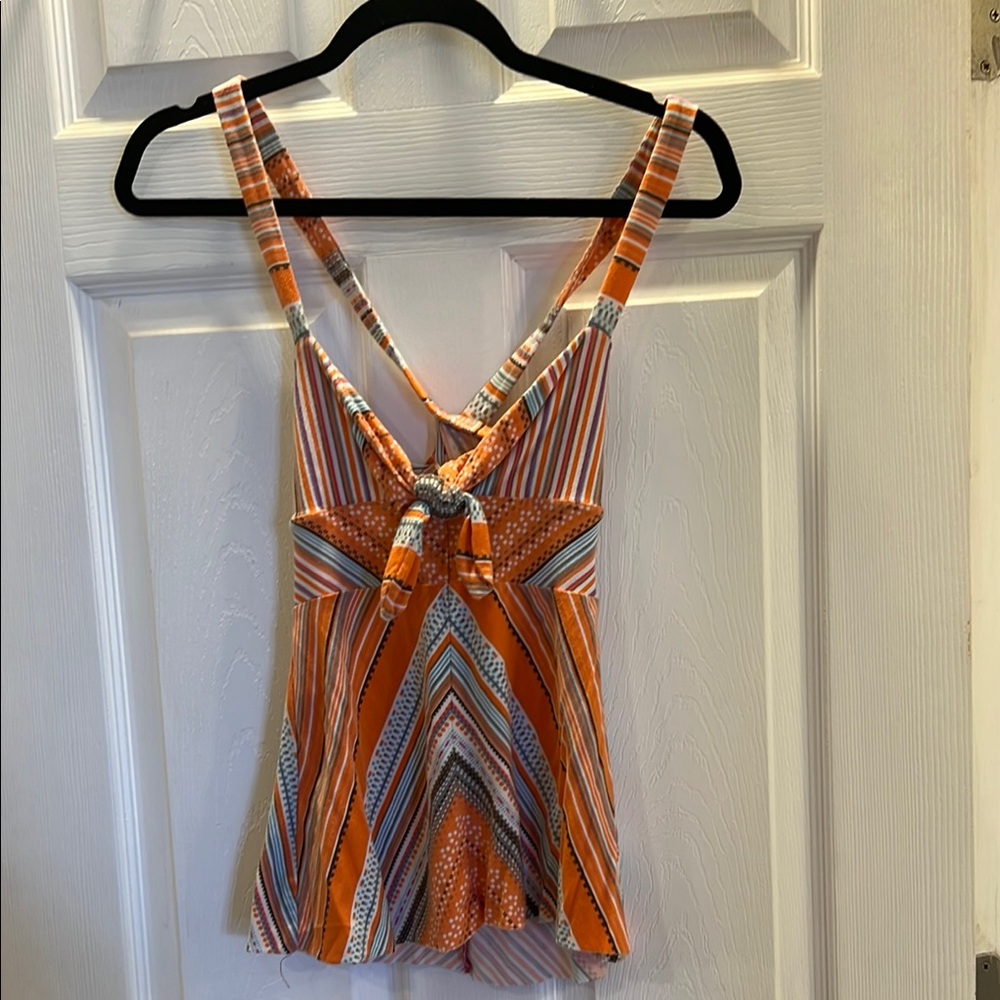 Vintage Free People Orange Striped Women's Top
